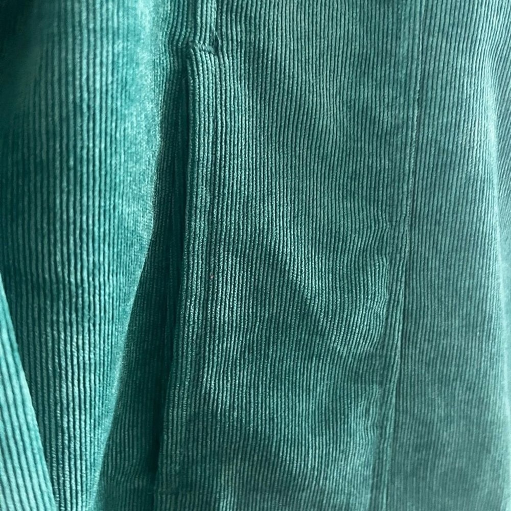 Christopher & Banks SZ Medium Green Teal Velvety Cord Jacket Fall Spring Cinched - Picture 6 of 16